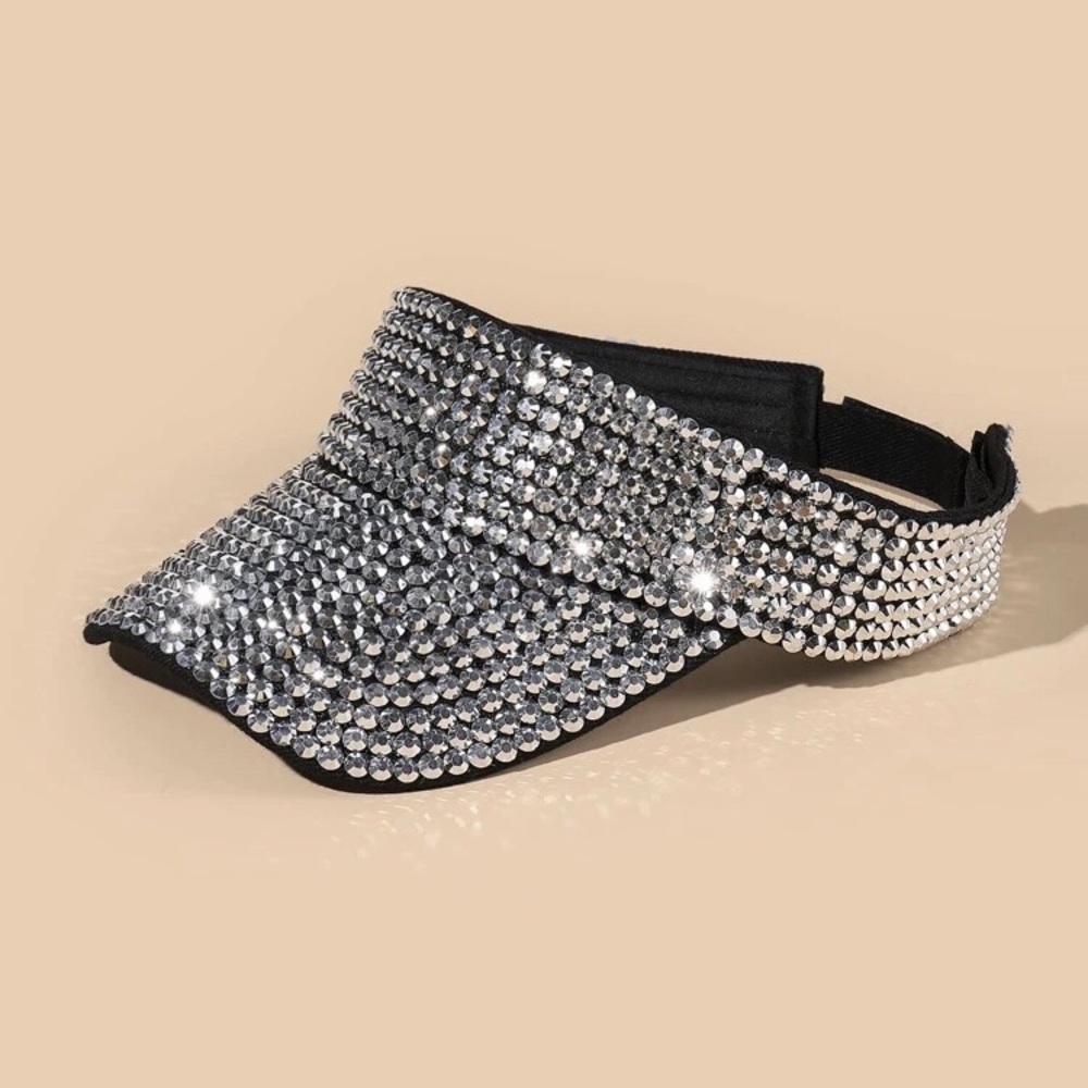 Stunning Clear Bling Visors Rhinestones Sport Sun Visor Caps Adjustable
